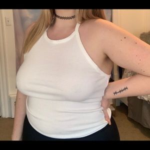 🌿white ribbed halter top🌿